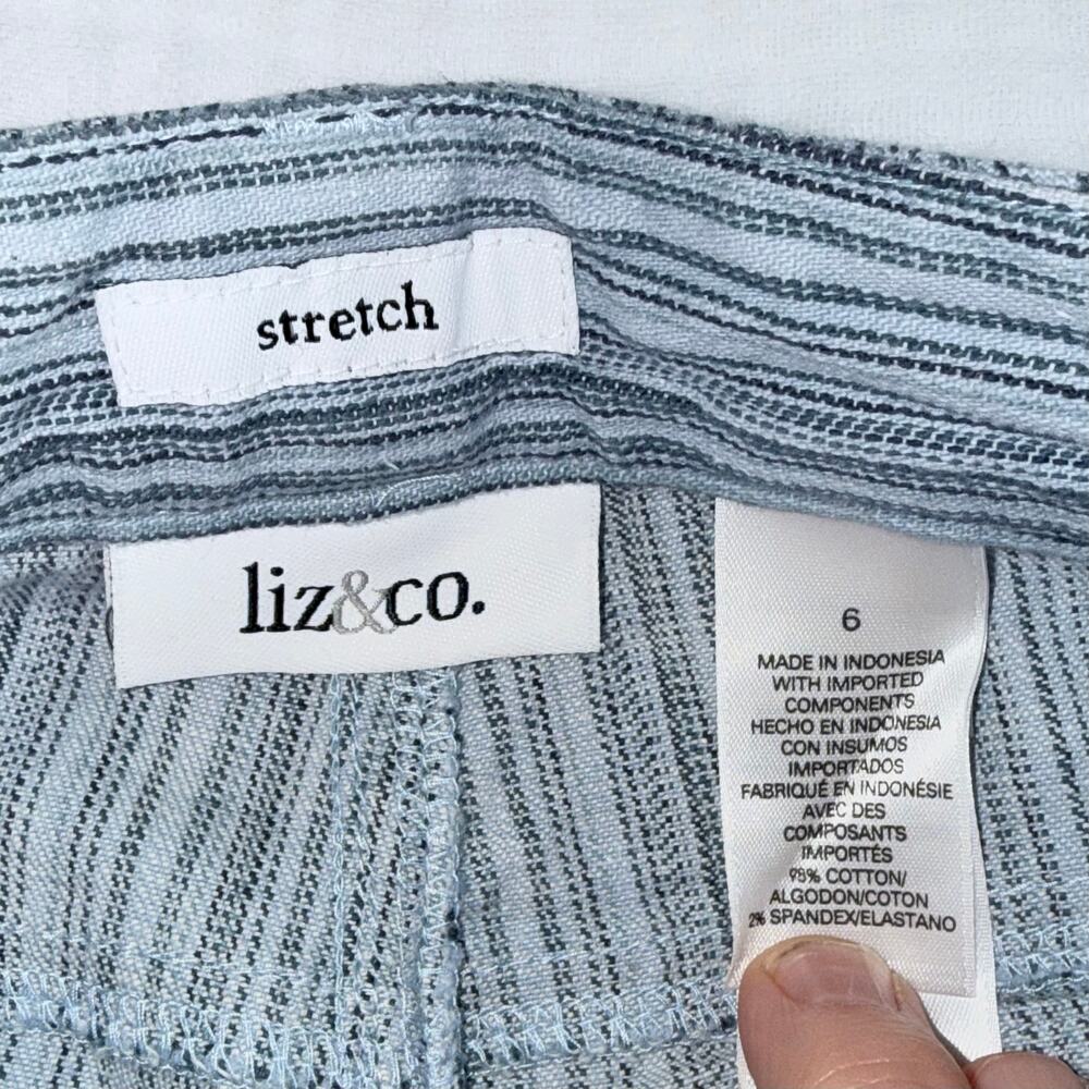 Liz&Co. Women's 6 Blue Striped Stretch Cotton Denim Cropped Pants - Picture 5 of 5